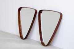 Pair of triangular teak mirrors Due to the particular shape - 2728259