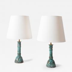 Pair of turquoise and brown lamps  - 4689395
