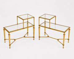Pair of two tiered end tables by Robert Thibier Paris France circa 1960 - 4709254