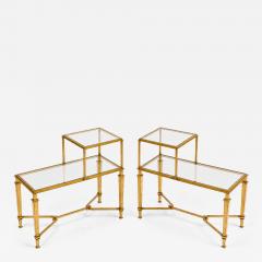 Pair of two tiered end tables by Robert Thibier Paris France circa 1960 - 4714404