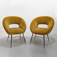 Pair of velvet armchairs by Silvio Cavatorta 1950 - 3342445