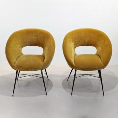 Pair of velvet armchairs by Silvio Cavatorta 1950 - 3342448