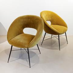 Pair of velvet armchairs by Silvio Cavatorta 1950 - 3342450