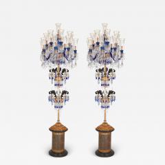 Pair of very large Bohemian cut glass bronze and marble candelabra - 3620125