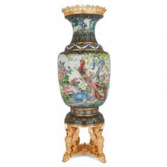Pair of very large Chinese cloisonn enamel vases with French ormolu mounts - 3495405