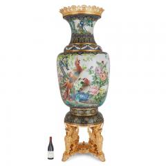Pair of very large Chinese cloisonn enamel vases with French ormolu mounts - 3495429