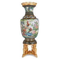 Pair of very large Chinese cloisonn enamel vases with French ormolu mounts - 3495432