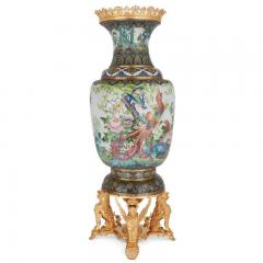 Pair of very large Chinese cloisonn enamel vases with French ormolu mounts - 3495433