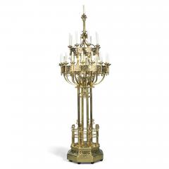 Pair of very large French brass candelabra in the Gothic Revival style - 2631729