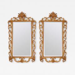 Pair of very large French giltwood mirrors with scrolled acanthus borders - 3124517