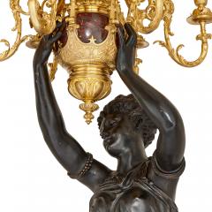 Pair of very large French patinated and gilt bronze candelabra - 3282089