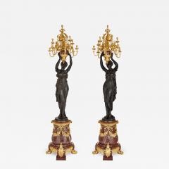 Pair of very large French patinated and gilt bronze candelabra - 3283602