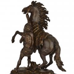 Pair of very large patinated bronze Marly horses with marble pedestals - 1543144