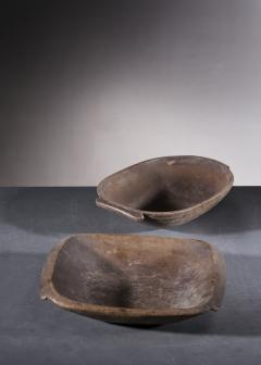 Pair of wooden folk art bowls - 3640344