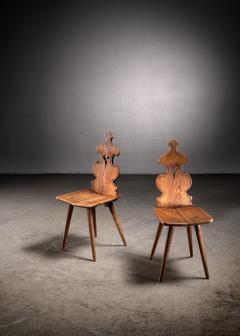 Pair of wooden folk art side chairs - 3156186