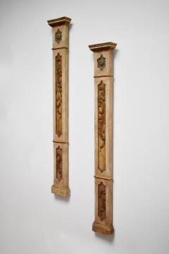 Pair of wooden painted columns 19th c  - 4535255