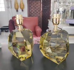 Pair of yellow Crystal Faceted Table Lamps - 2840989