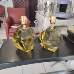 Pair of yellow Crystal Faceted Table Lamps - 2841013