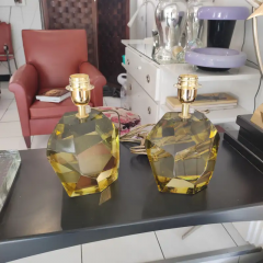 Pair of yellow Crystal Faceted Table Lamps - 2841017