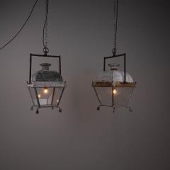 Pair of zinc and iron French barn lanterns late 19th century - 4303952