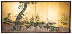 Pair ofJapanese Six Panel Screens Rimpa Flower Landscapes - 3138363