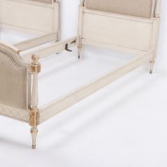 Pair painted and gilt Louis XVI style twin beds C 1940 - 3631147