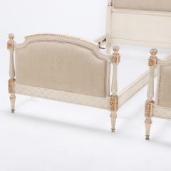 Pair painted and gilt Louis XVI style twin beds C 1940 - 3631149
