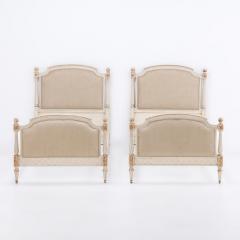 Pair painted and gilt Louis XVI style twin beds C 1940 - 3631151