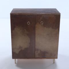 Pair parchment covered two door cabinets C 1950 having adjustable shelves - 3250890