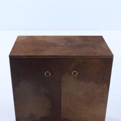 Pair parchment covered two door cabinets C 1950 having adjustable shelves - 3250894