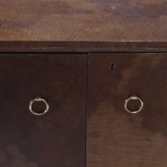 Pair parchment covered two door cabinets C 1950 having adjustable shelves - 3250895