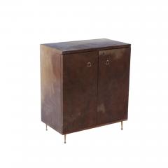 Pair parchment covered two door cabinets C 1950 having adjustable shelves - 3250896