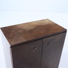 Pair parchment covered two door cabinets C 1950 having adjustable shelves - 3250899