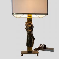 Pair vintage Italian design brass table lamps with solid figure decor - 4415368