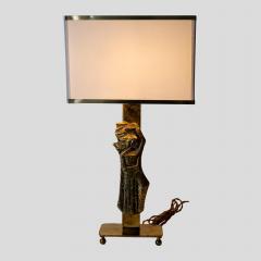 Pair vintage Italian design brass table lamps with solid figure decor - 4415370