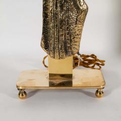 Pair vintage Italian design brass table lamps with solid figure decor - 4415374