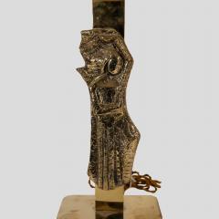 Pair vintage Italian design brass table lamps with solid figure decor - 4415378