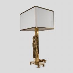 Pair vintage Italian design brass table lamps with solid figure decor - 4415379