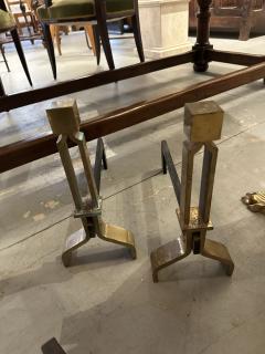 Pairr of Brass Metal Andirons Italy France 1940 50s - 4136489