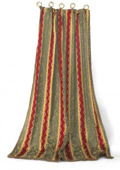 Pairs of French Victorian Damask Striped Drapes - 4198715