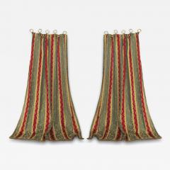 Pairs of French Victorian Damask Striped Drapes - 4260614
