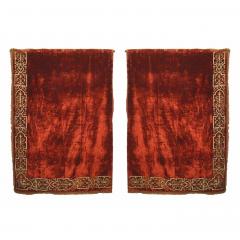 Pairs of Italian Renaissance Style Scarlet Velvet Embroidered Drapes - 4662146