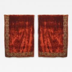 Pairs of Italian Renaissance Style Scarlet Velvet Embroidered Drapes - 4662162