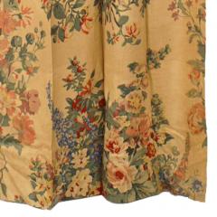 Pairs of Printed Peony Floral Linen Drapes - 4668489