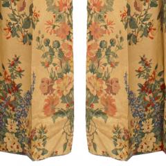 Pairs of Printed Peony Floral Linen Drapes - 4668491