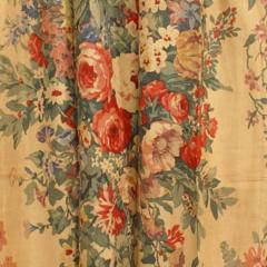 Pairs of Printed Peony Floral Linen Drapes - 4668492