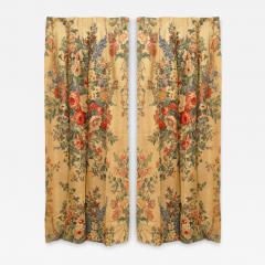 Pairs of Printed Peony Floral Linen Drapes - 4709174