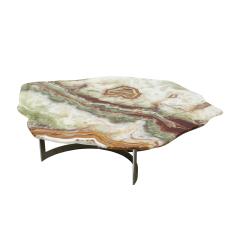 Pakistan Onyx Top and Steel Base French 1960s Coffee Table - 2018977