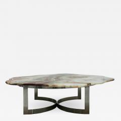 Pakistan Onyx Top and Steel Base French 1960s Coffee Table - 2021134