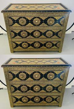 Palatial Hollywood Regency Commode Chest Nightstand in Brass and Ebony a Pair - 2865008